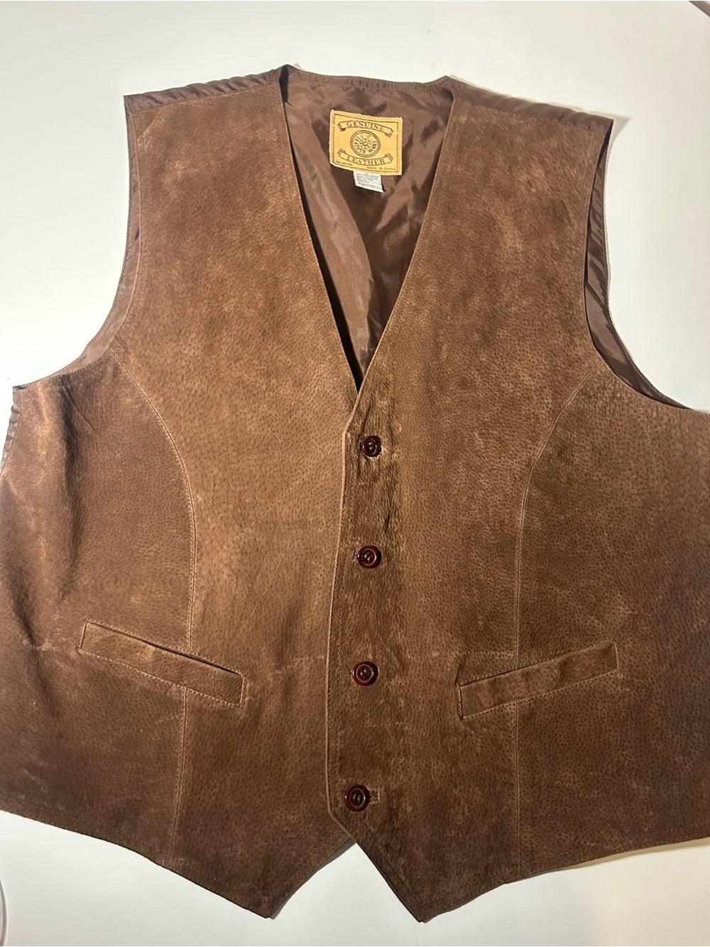 Rich Chocolate Real Leather Vest with Nylon Adjustable Back